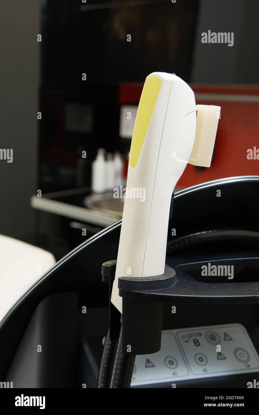 Nozzle of cosmetology equipment. Cosmetology clinic. Medical equipment Stock Photo