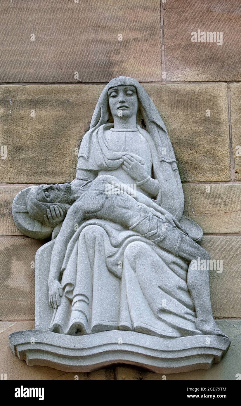 Artwork on the exterior of Our Lady and Saint Nicholas Church in Liverpool Stock Photo