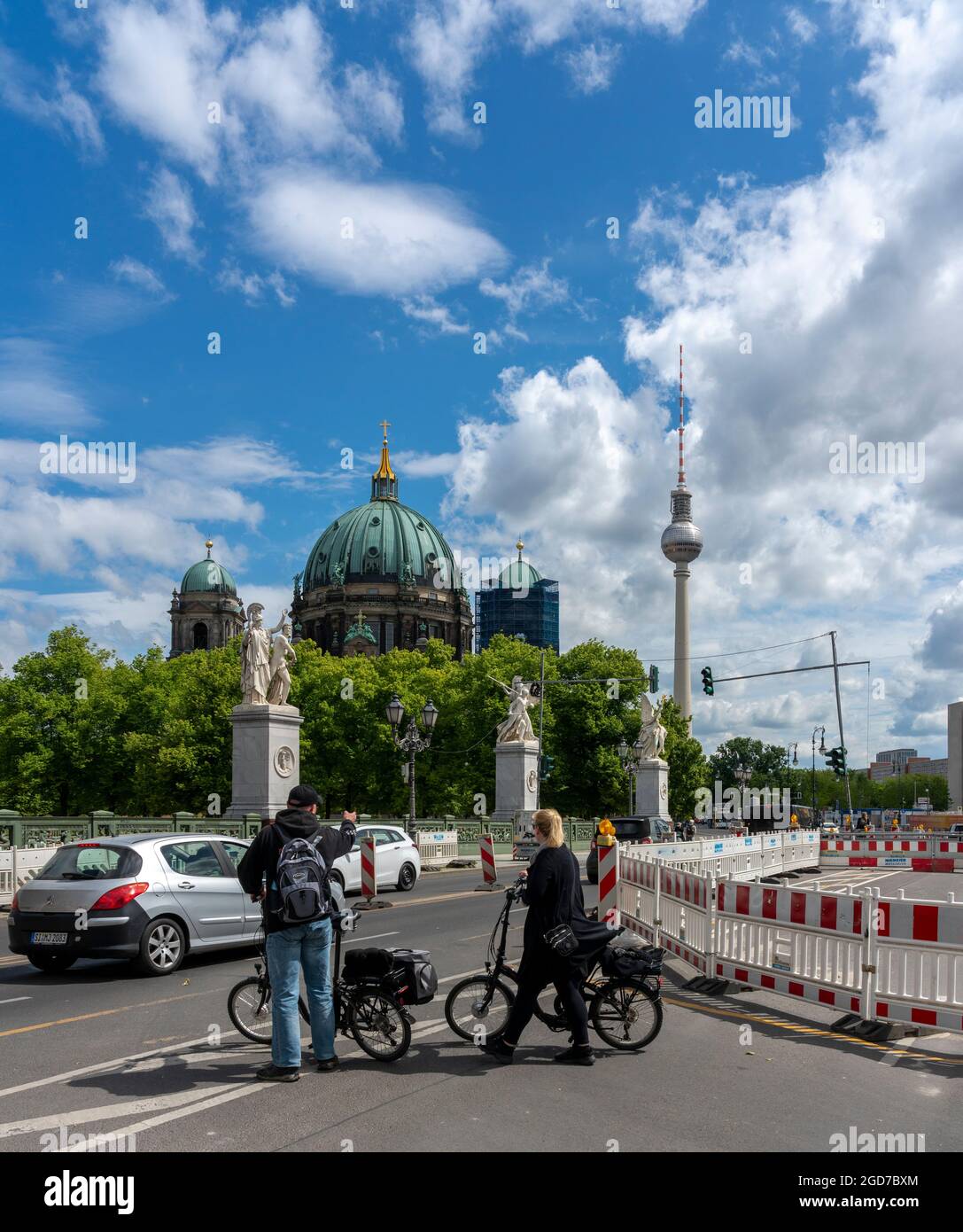 Cyclists In Berlin Traffic Stock Photo
