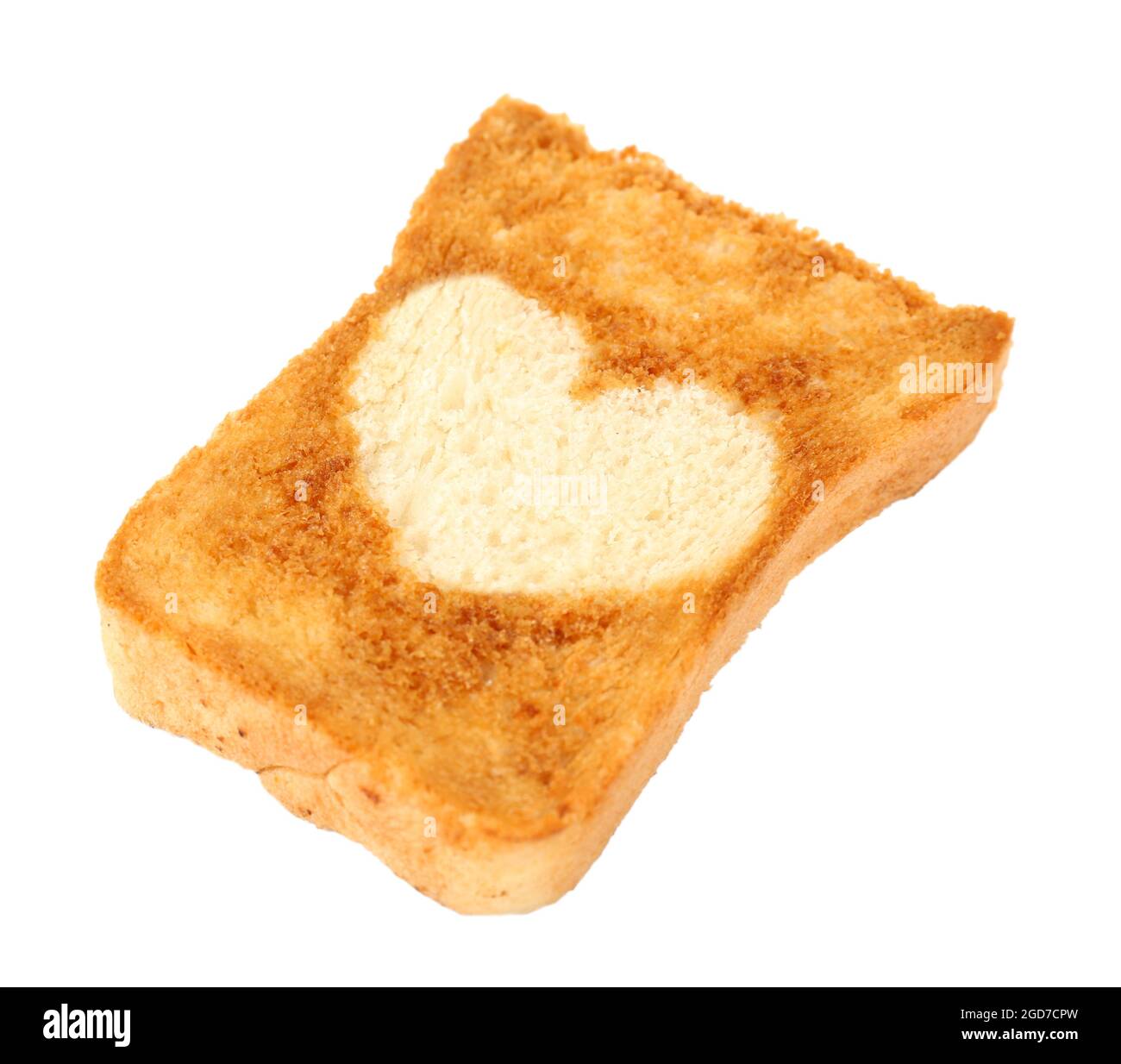 Delicious toast with heart isolated on white Stock Photo Alamy