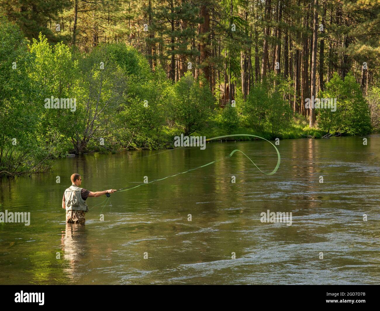 Fly fishing on the Metolius River, Central Oregon Stock Photo Alamy