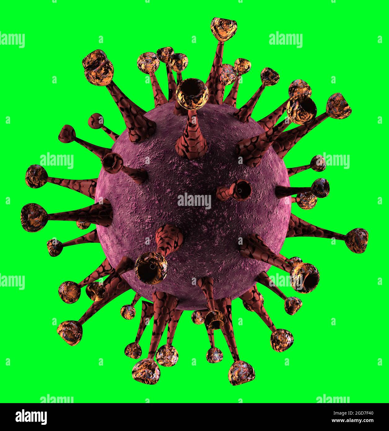 Covid bacteria on a green background Stock Photo - Alamy