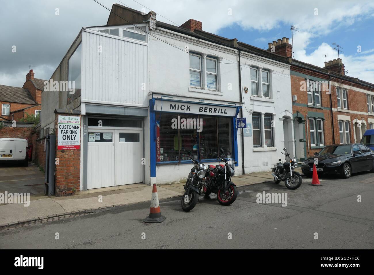 Mick Berrill motor bike shop in Henry Street Northampton UK Stock Photo