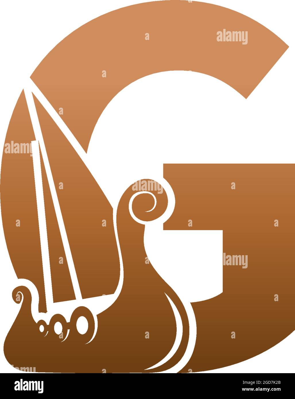 Letter G with logo icon viking sailboat design template illustration ...