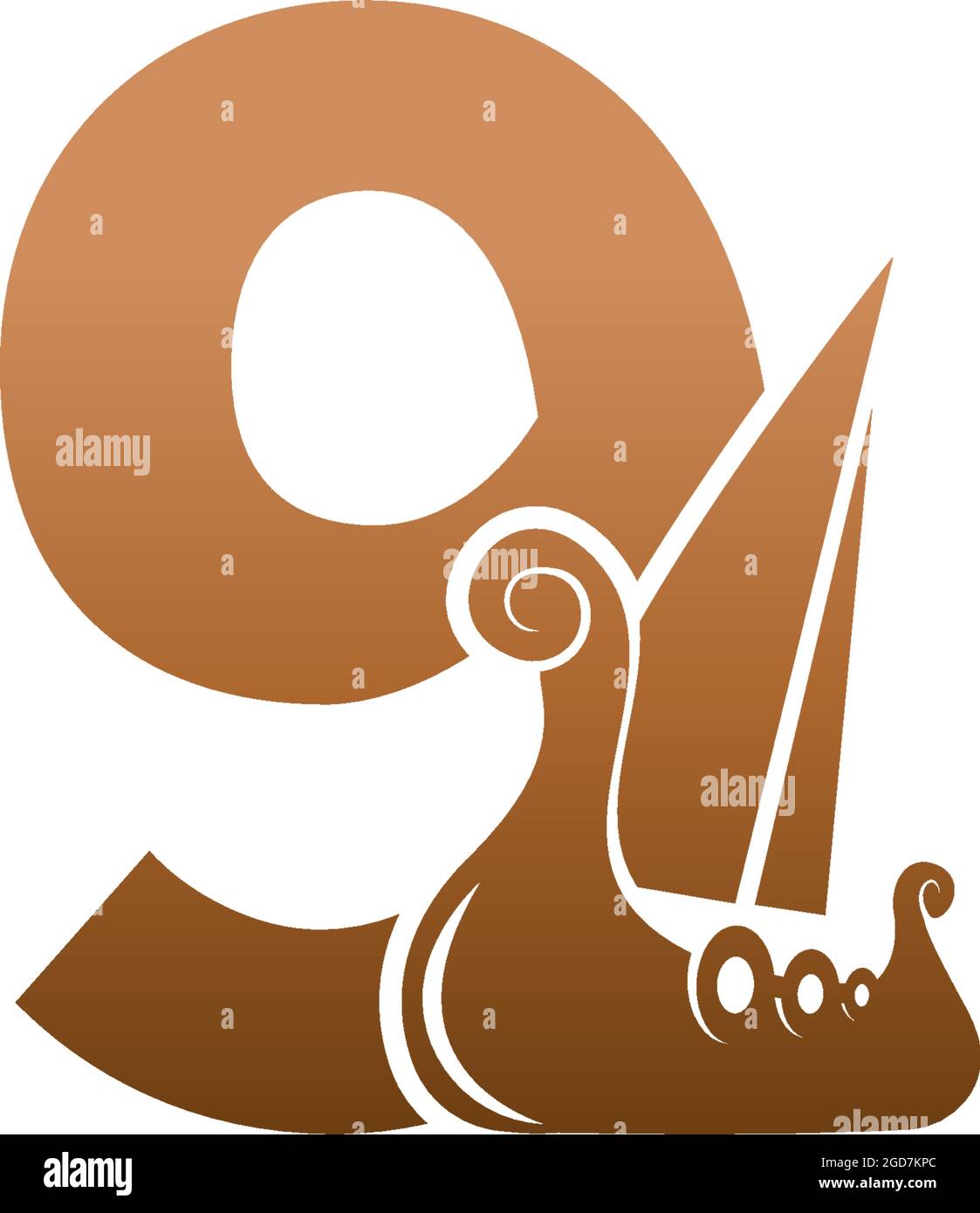 Number 9 with logo icon viking sailboat design template illustration