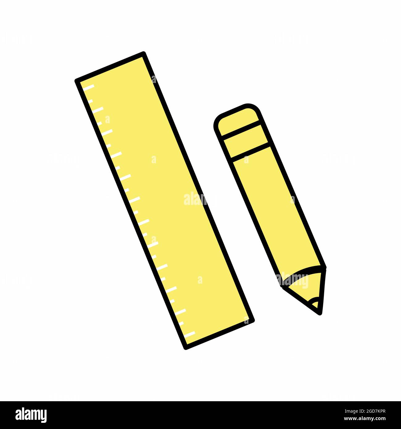 Icon Vector of Pencil Ruler - Yellow Moon Style - simple illustration. Editable stroke. Design template vector.outline style design.Vector graphic ill Stock Vector