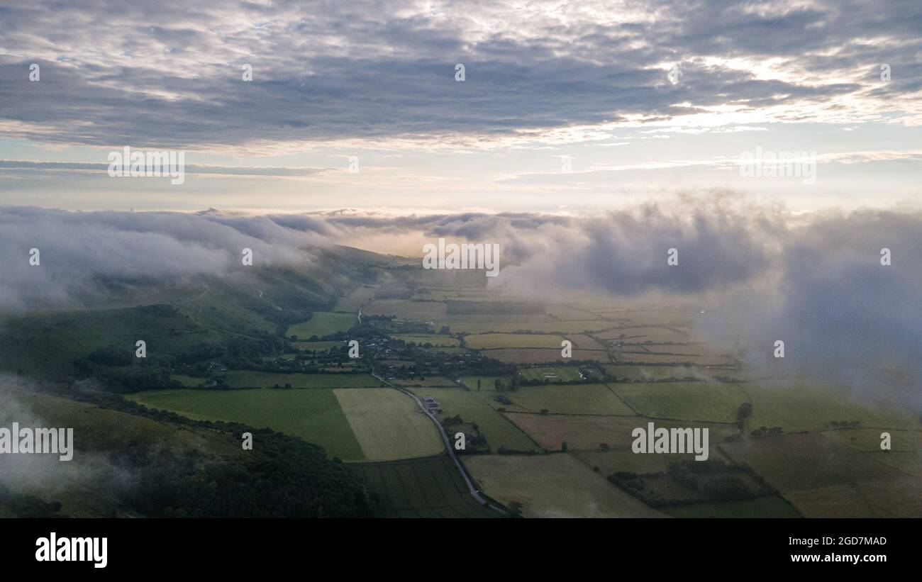 Aerial view dark mountain hills hi-res stock photography and images - Alamy