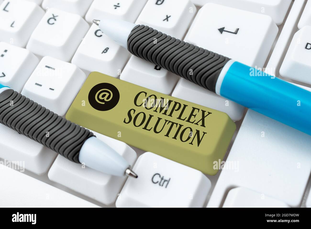 Conceptual display Complex Solution. Business idea significant ideas that are completely or partly repressed Typist Creating Company Documents Stock Photo