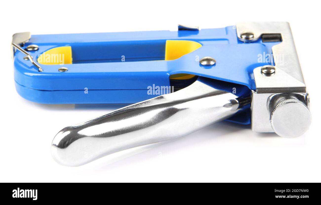 Construction stapler isolated on white Stock Photo Alamy