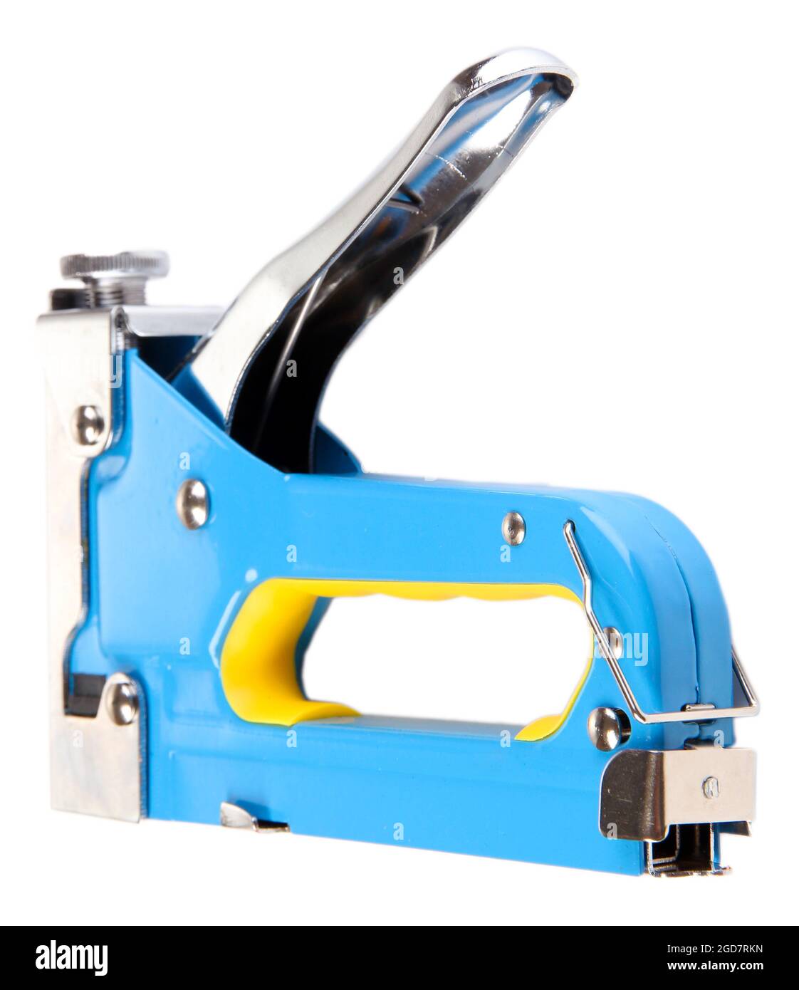 Construction stapler isolated on white Stock Photo Alamy
