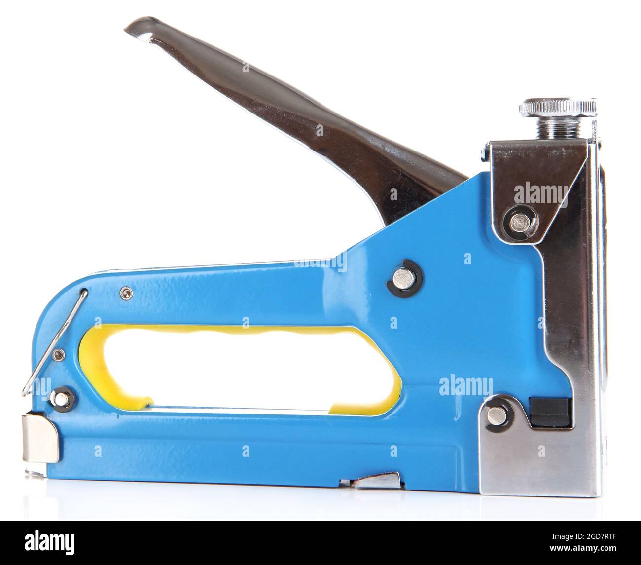 Construction stapler isolated on white Stock Photo Alamy