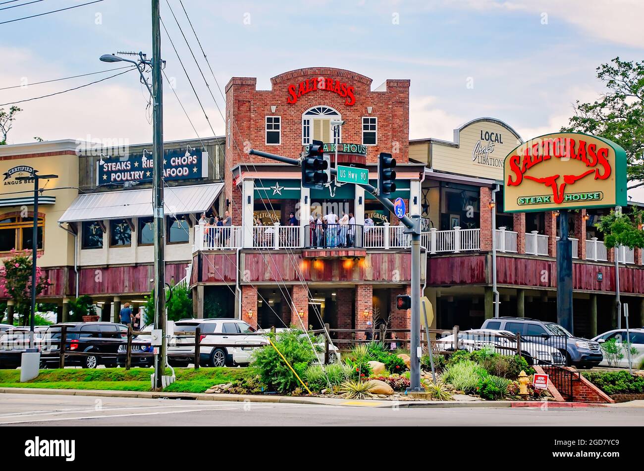 Saltgrass Steak House is pictured, July 24, 2021, in Biloxi, Mississippi. The steakhouse opened its Biloxi location in 2018. Stock Photo
