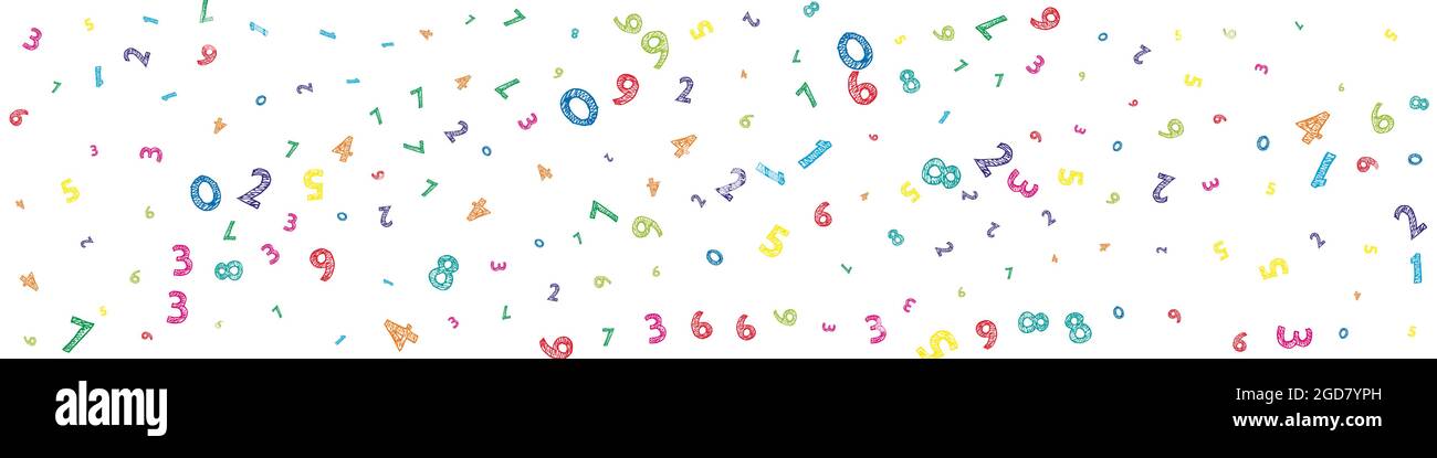 Falling colorful messy numbers. Math study concept with flying digits ...