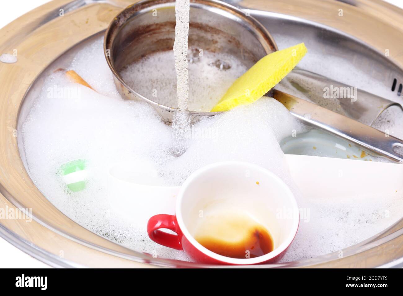 Utensils soaking in kitchen sink Stock Photo Alamy