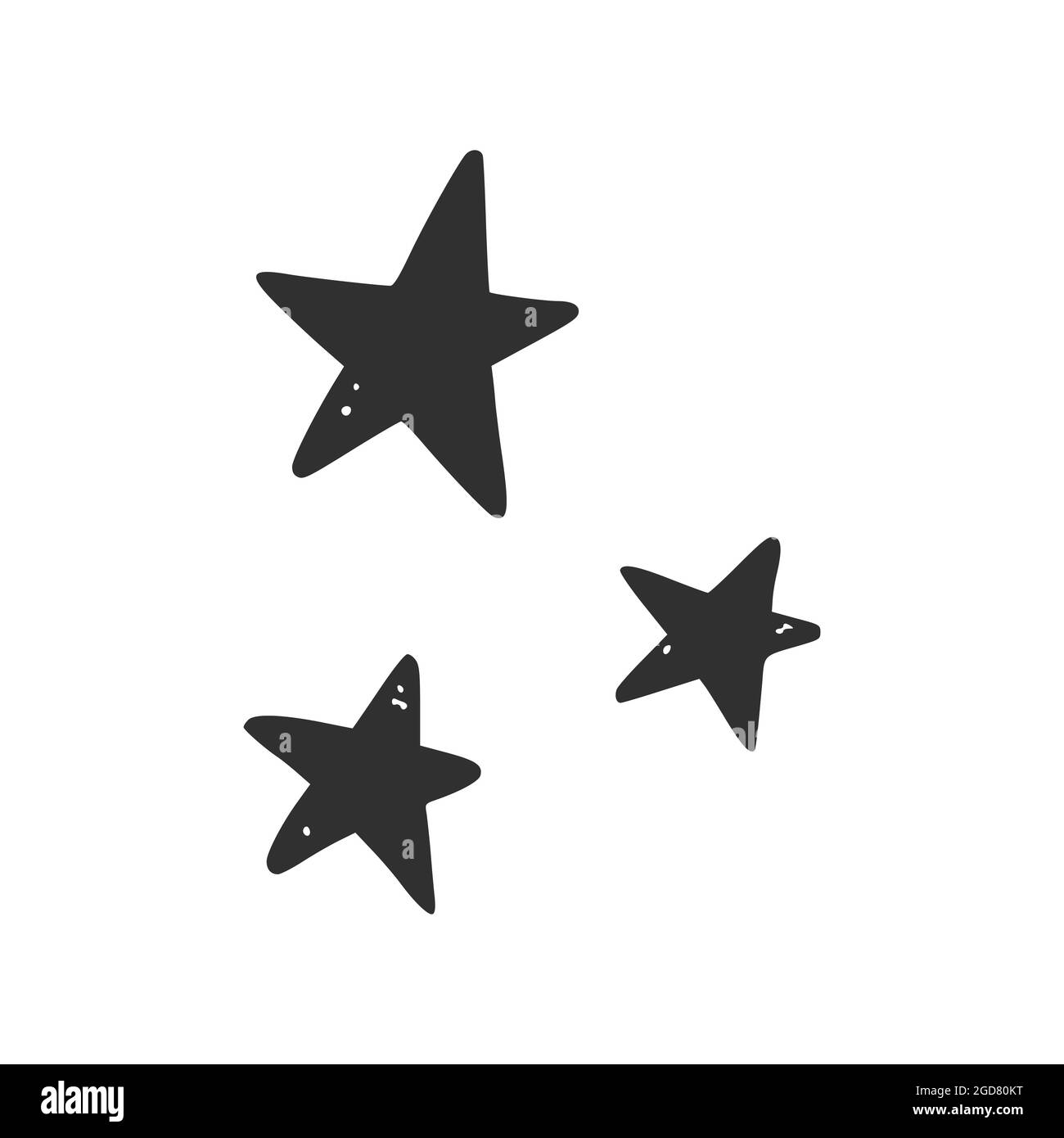 Hand drawn black star element. Comic doodle sketch style. Star icon