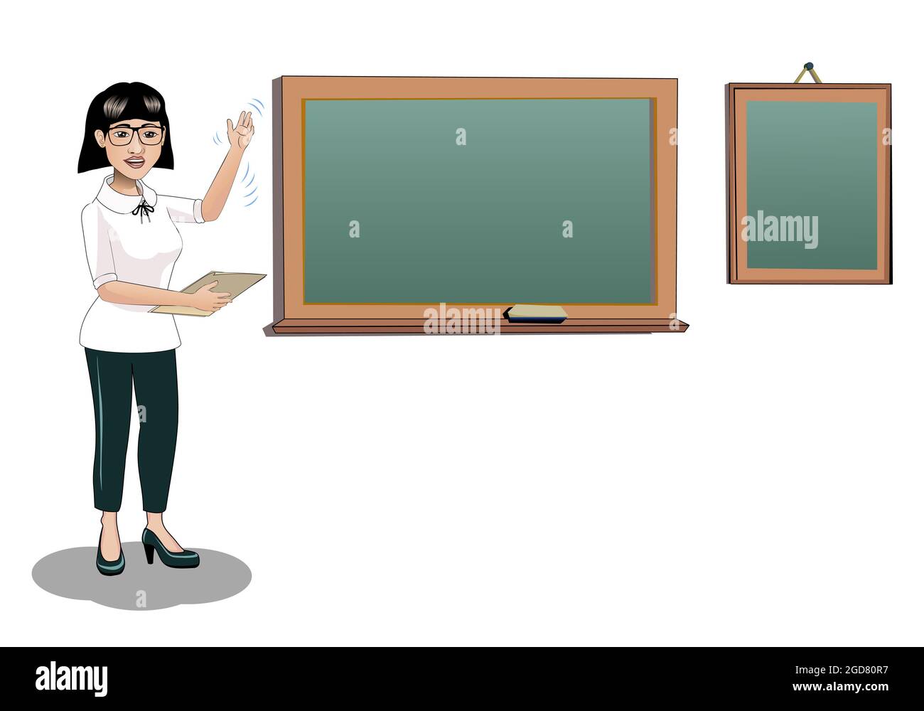 illustration of a female teacher teaching on isolated white background ...