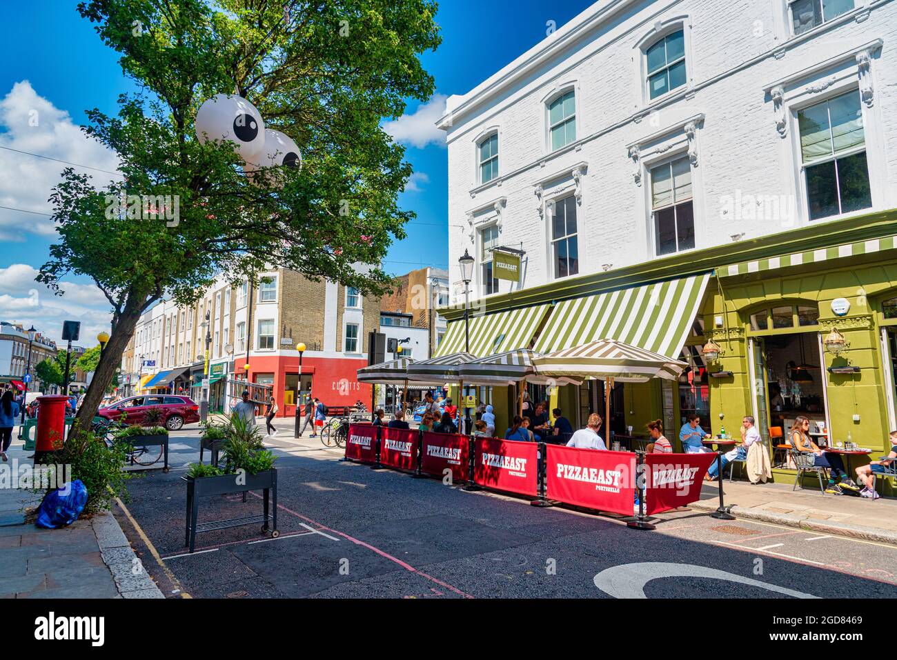 Giant inflatable googly eyes seen on a tree across central London. Part of  Mayor of London Sadiq Khan's #LetsDoLondon Family Fun season, the eyes  popped up in 'eye-conic' spots around the city 