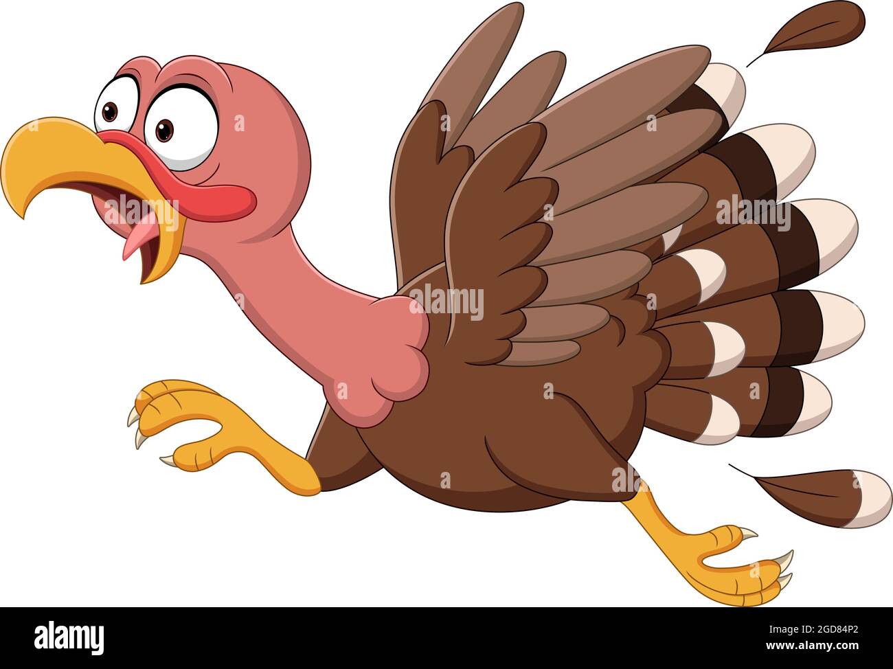 Cartoon funny turkey bird running Stock Vector
