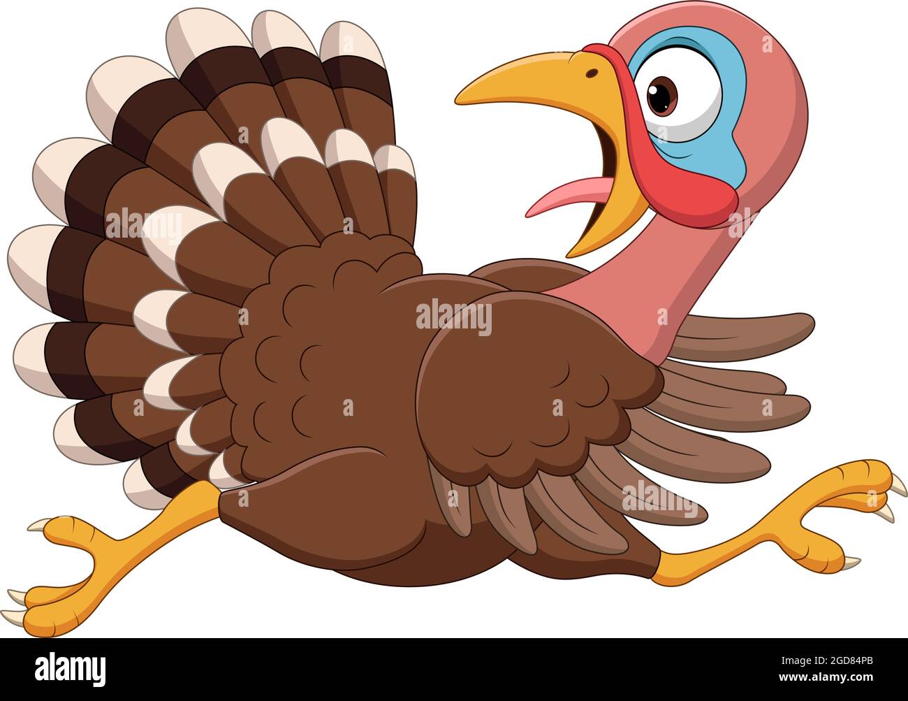 Cartoon funny turkey bird running Stock Vector