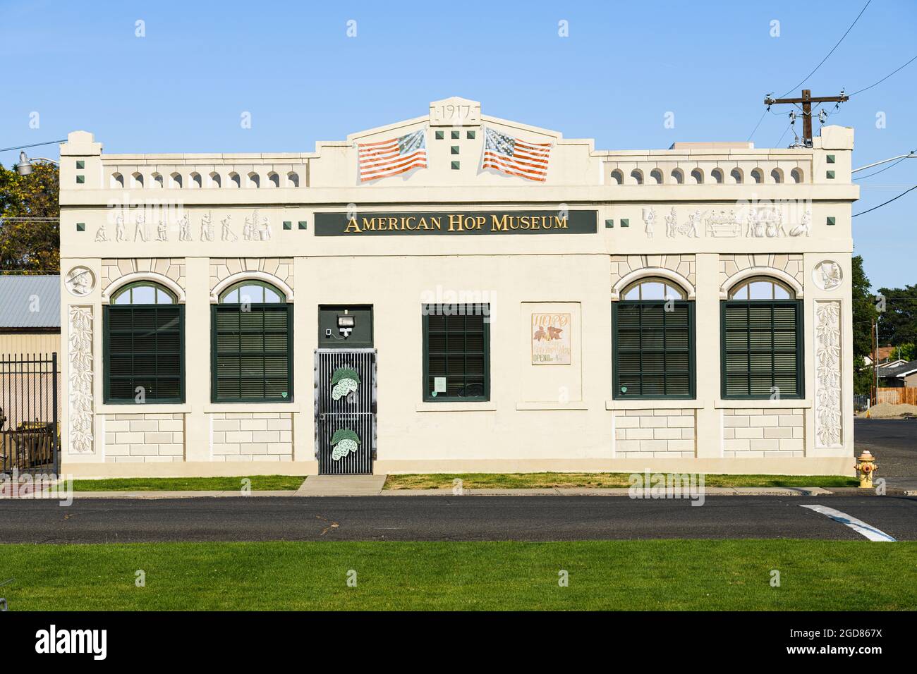 Toppenish, WA, USA - August 09, 2021 - The American Hop Museum is an historic building in the Yakima Valley City of Toppenish in Central Washington St Stock Photo