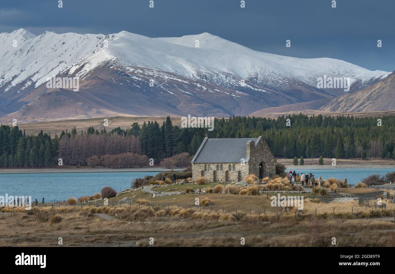 Church of the Good Shepherd - winter- New Zealand Stock Photo