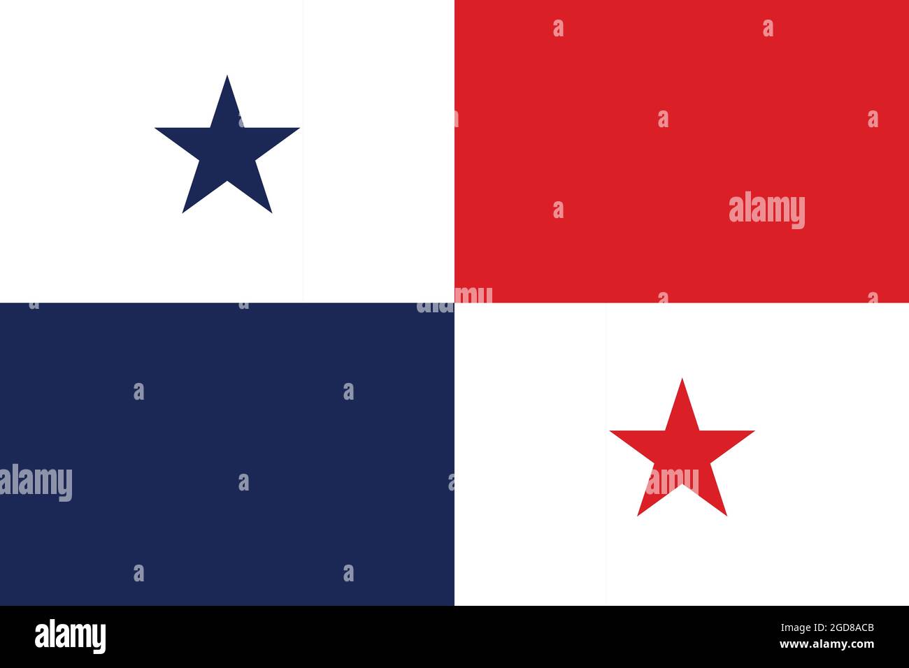 National flag of Panama original size and colors vector illustration, Panamanian flag day Fiestas Patrias, Republic of Panama flag designed by Manuel Stock Vector