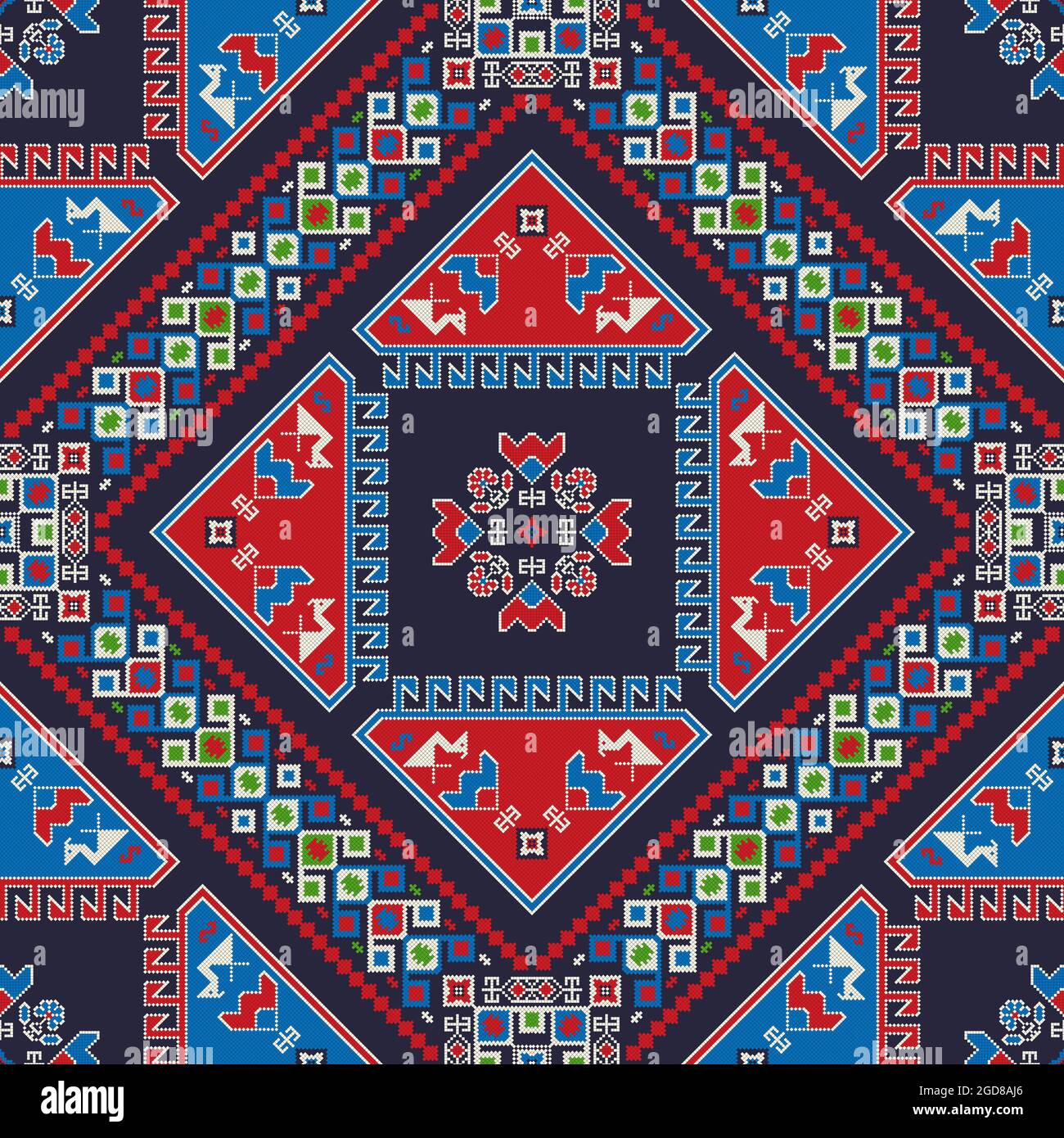 Traditional Georgian folk art embroidery vector pattern Stock Vector ...