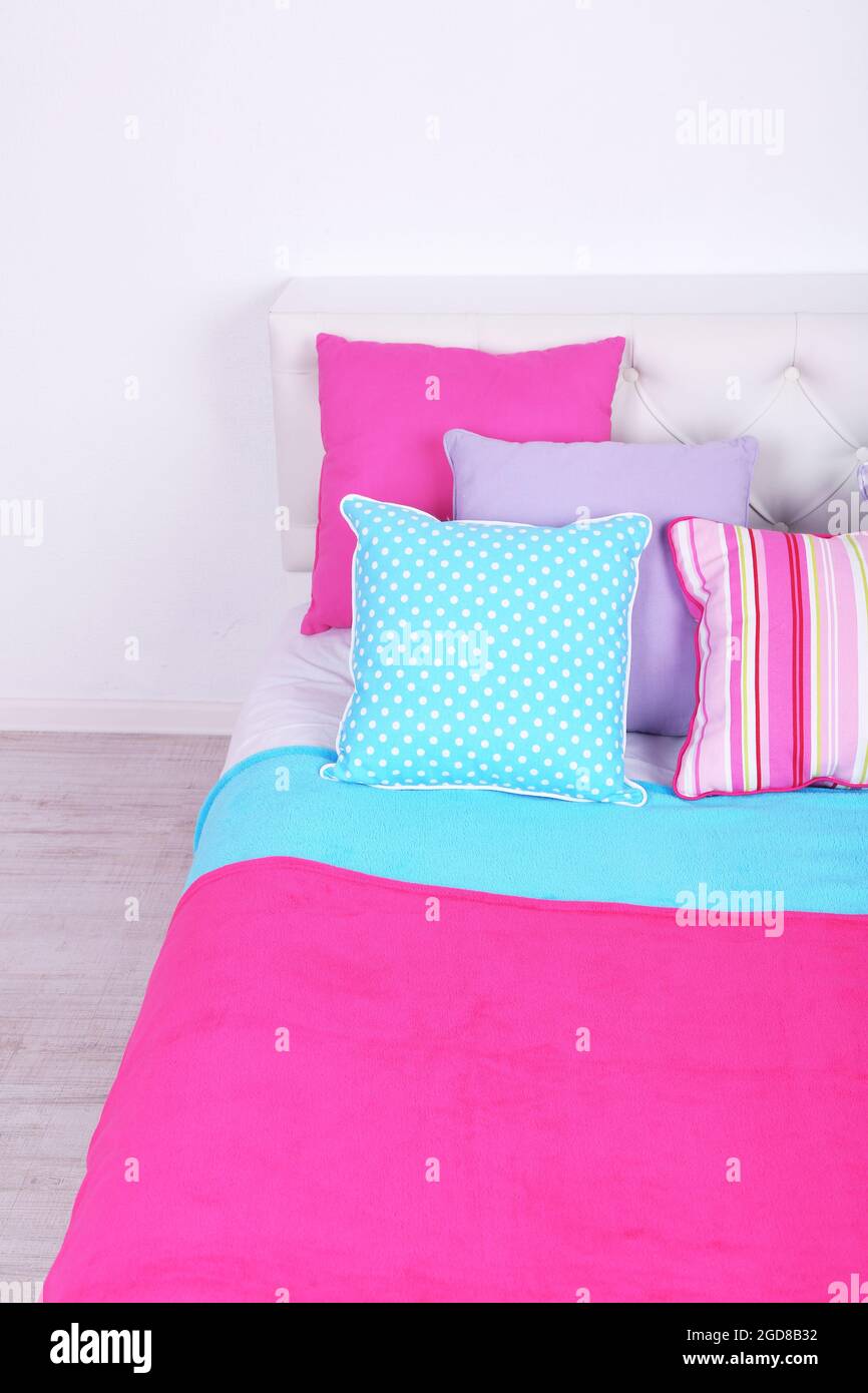 Bed in room top view closeup Stock Photo Alamy