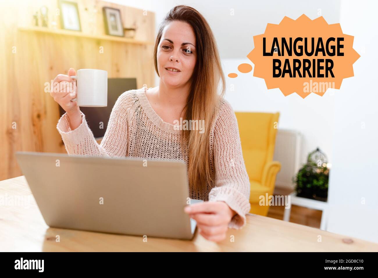 Text sign showing Language Barrier. Conceptual photo difficulties in communication Speaking different language Browsing And Chatting In Social Media Stock Photo