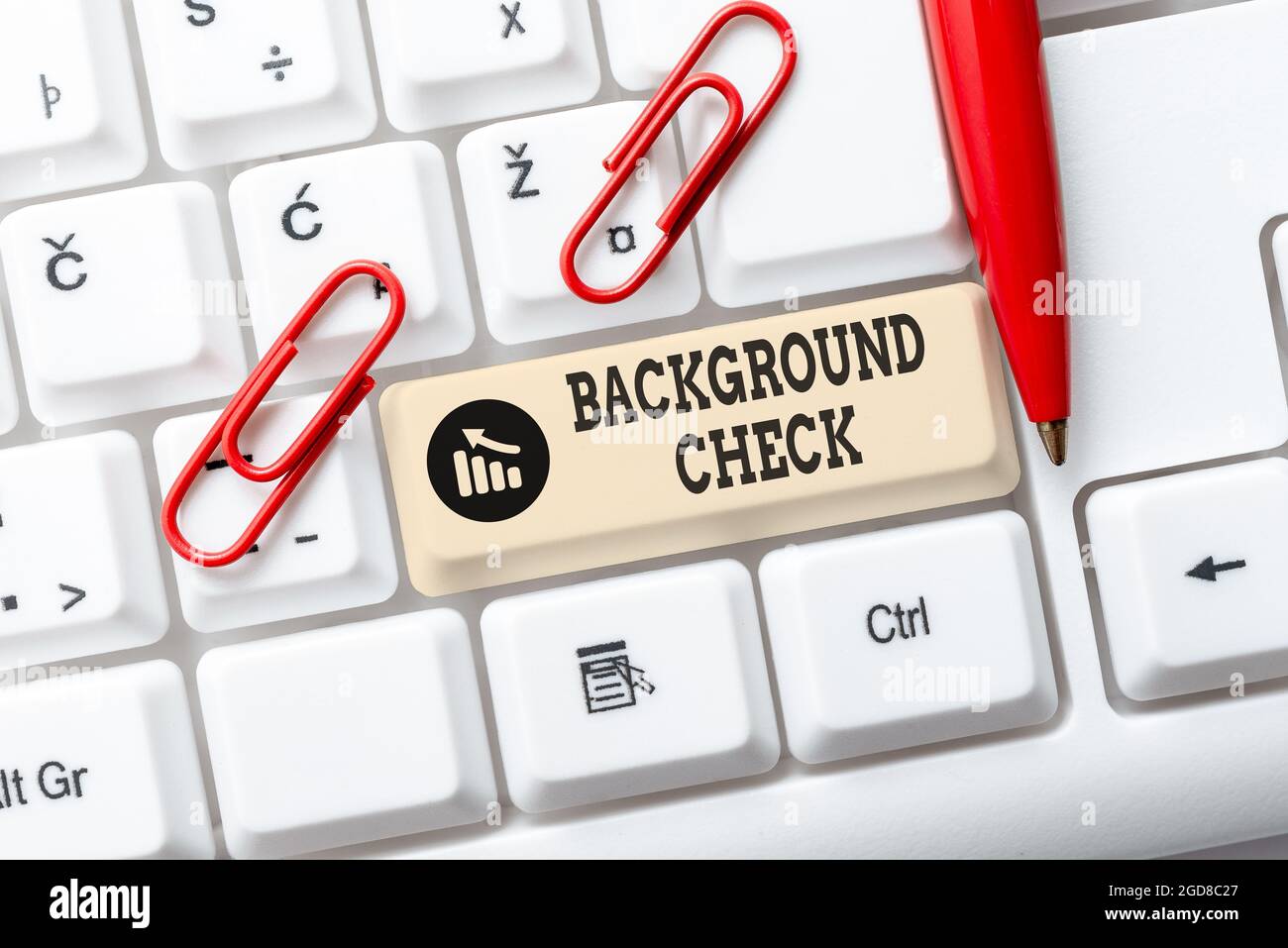 Background Checking Lettering Hand writing sign Background Check. Word for investigation into a ...