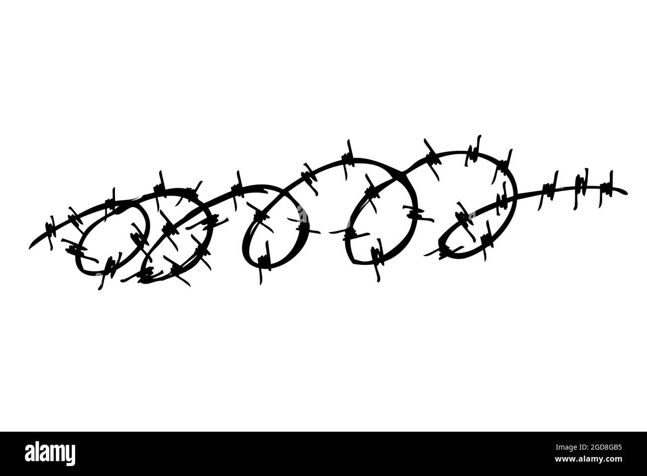 Sketch of seam curl Barbed Wire Stock Vector
