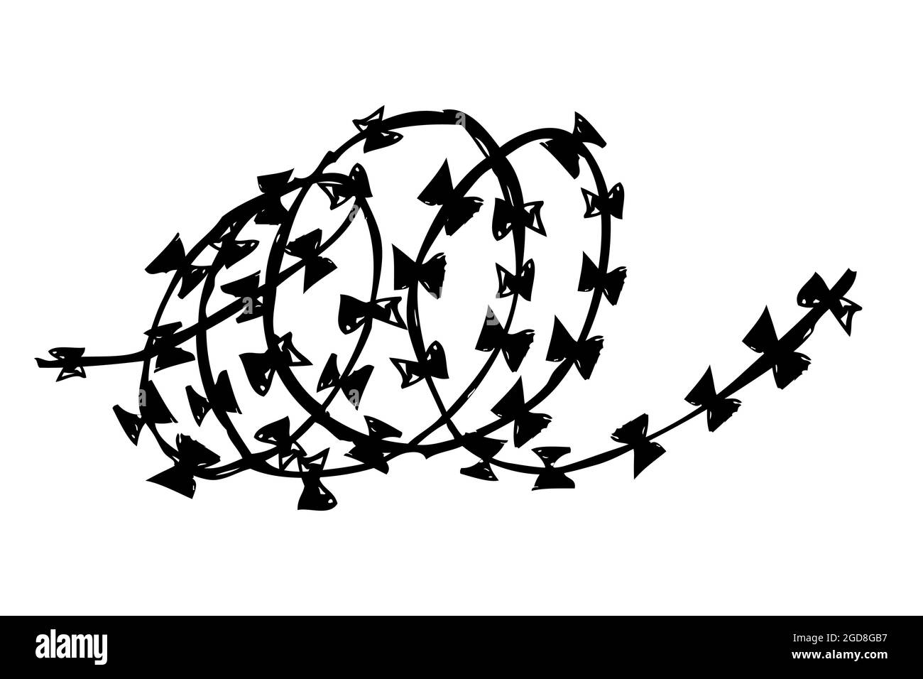 Sketch of seam curl Barbed Wire Stock Vector