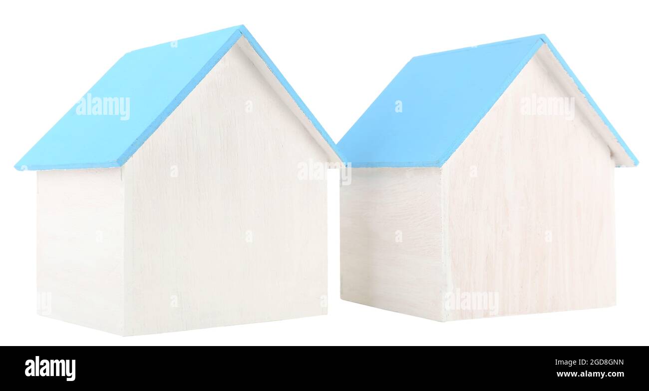 Small wooden house isolated on white Stock Photo - Alamy