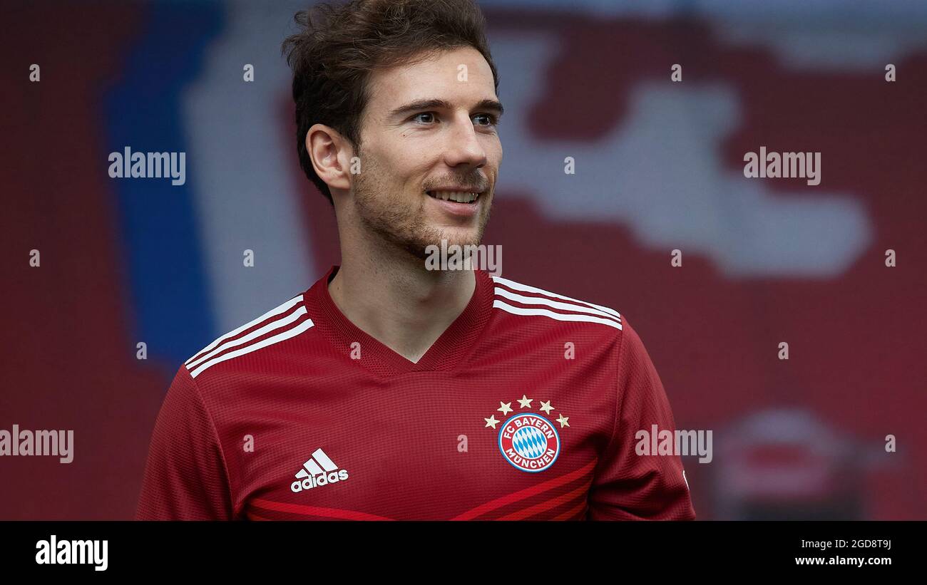 Munich Germany, 10.8.2021, Football: Leon Goretzka, FC Bayern Munich in the season 2021/22 home kit Stock Photo