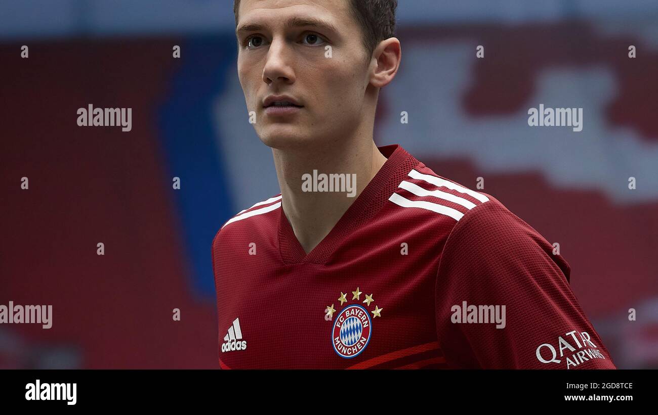 Munich Germany, 10.8.2021, Football: Benjamin Pavard, FC Bayern Munich in the season 2021/22 home kit Stock Photo