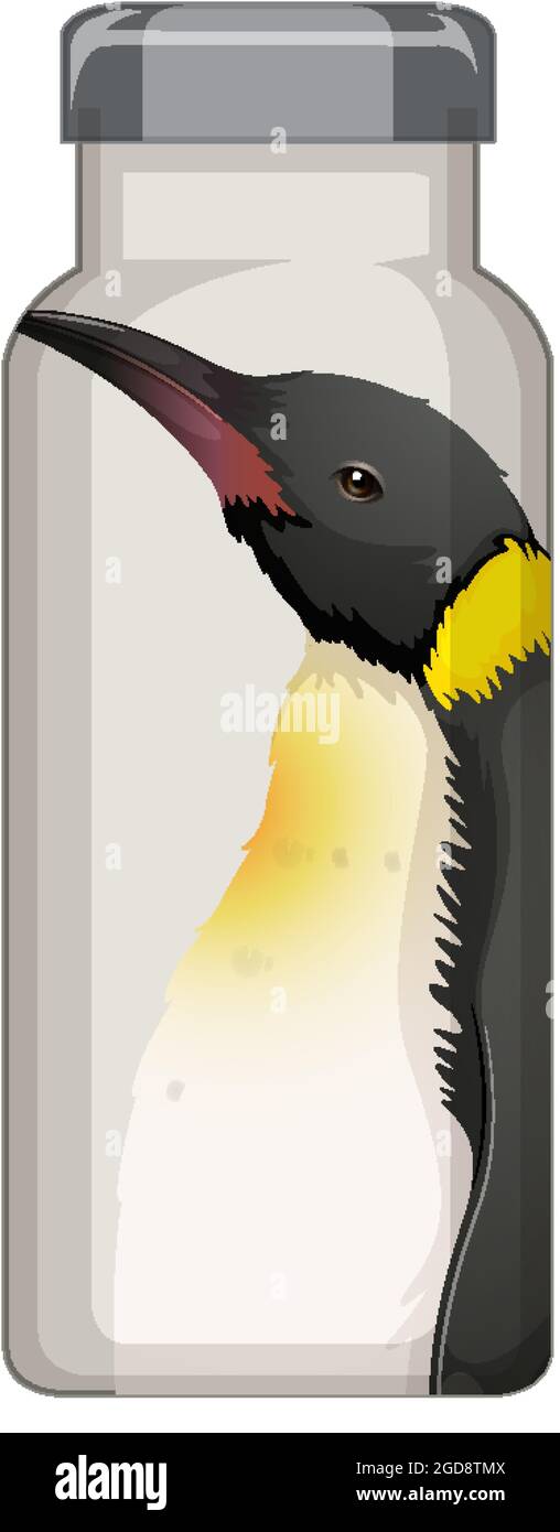 A black thermos bottle with penguin pattern illustration Stock Vector
