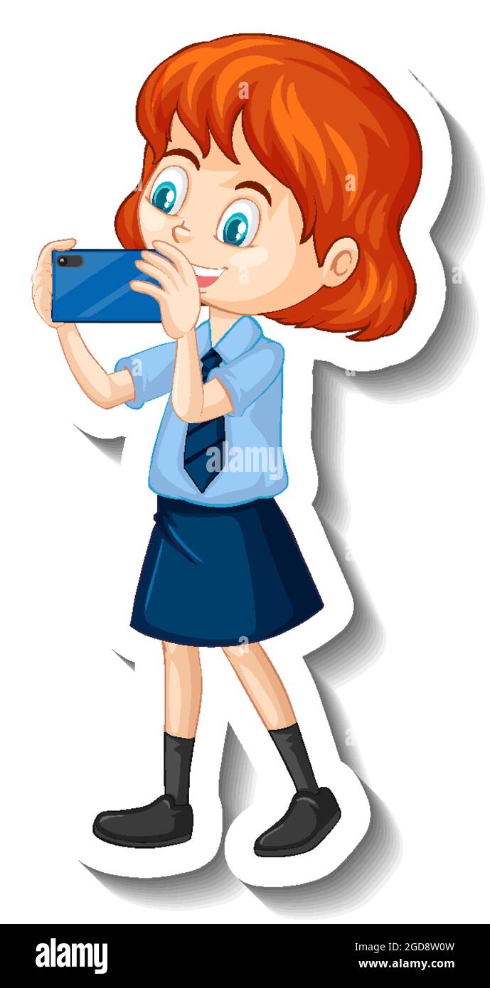A student girl cartoon character sticker illustration Stock Vector Image &  Art - Alamy