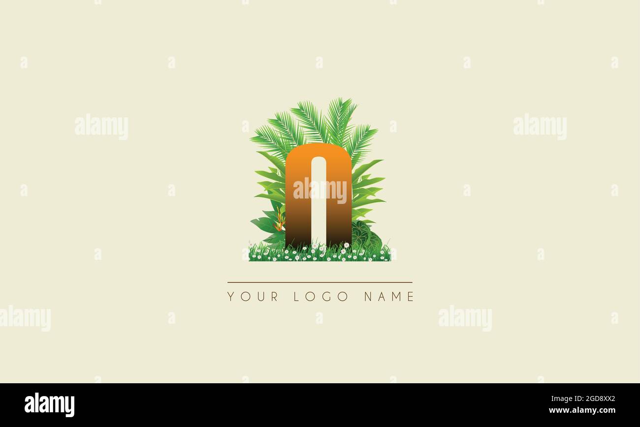 Initial Letter N   Exotic Summer  tropical Palm leaves refreshing Beach  icon logo design Stock Vector