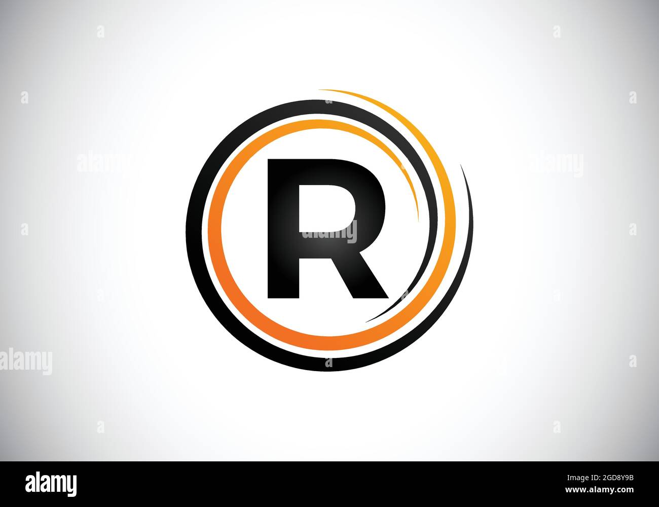 Initial R monogram alphabet in the spiral. Swirl spiral infinity logo ...
