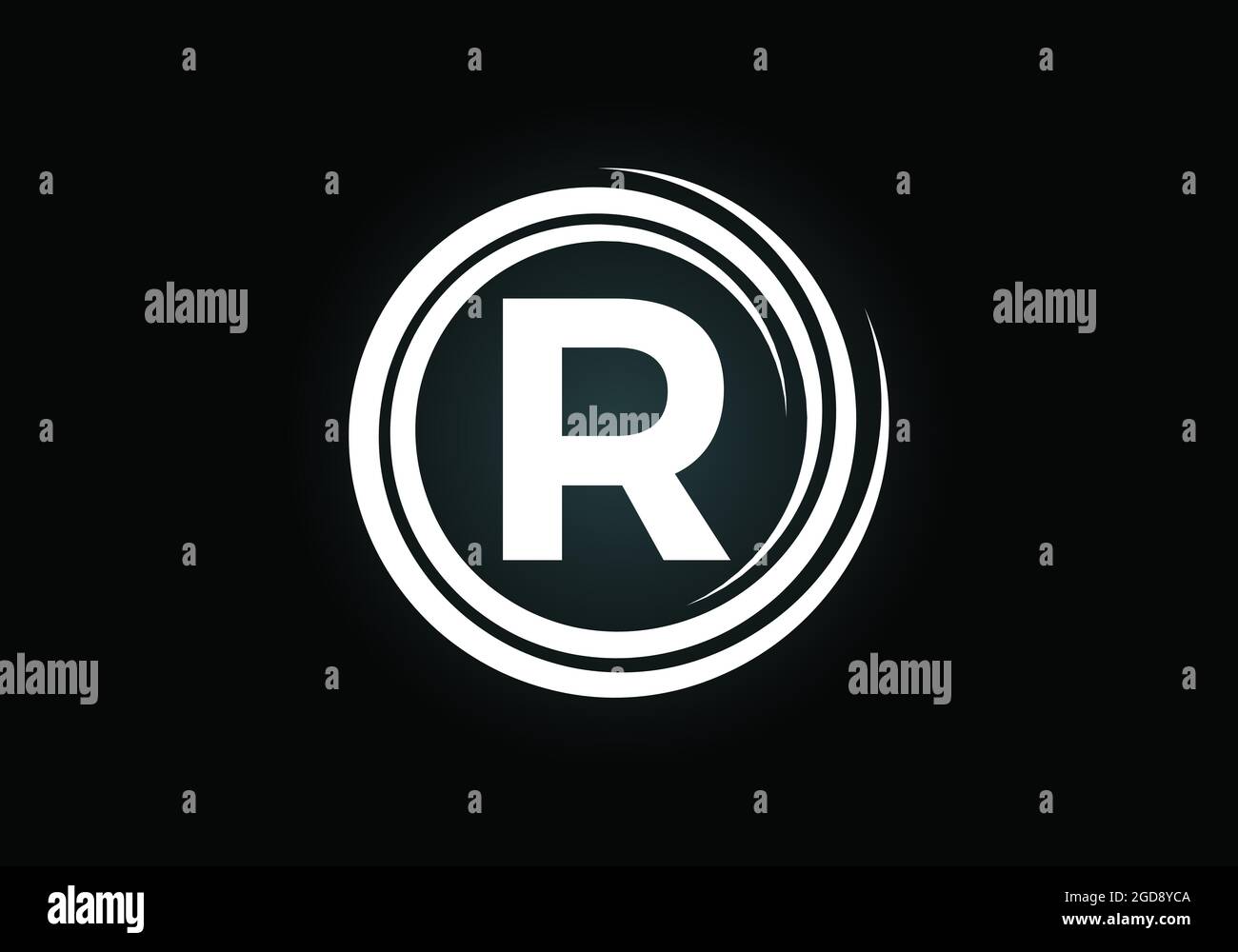 Initial R monogram alphabet in the spiral. Swirl spiral infinity logo ...