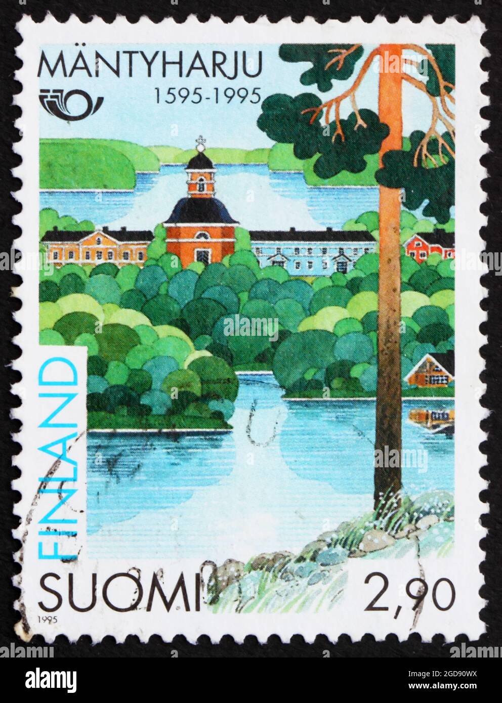 FINLAND - CIRCA 1995: a stamp printed in the Finland shows Town of Mantyharju, 400th Anniversary, circa 1995 Stock Photo