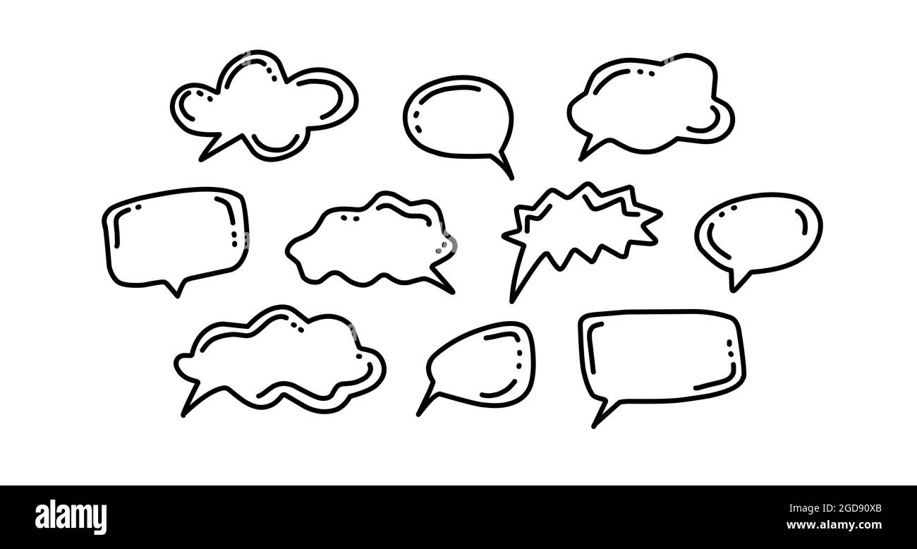 message frames in comic style, hand drawn chat bubbles. Stock Vector