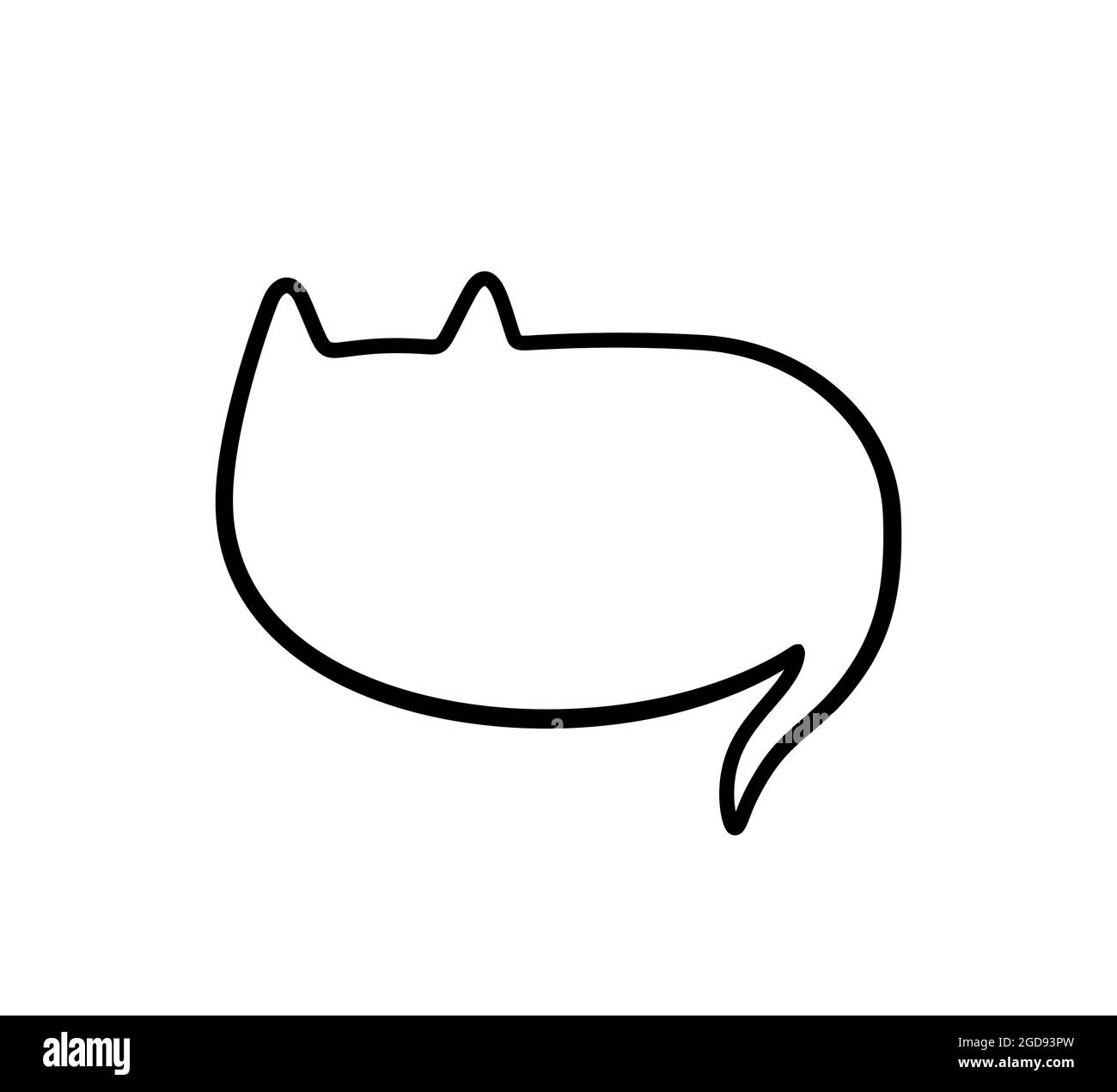 Speech bubble in the shape of a cat. Empty cute speech bubble with cat
