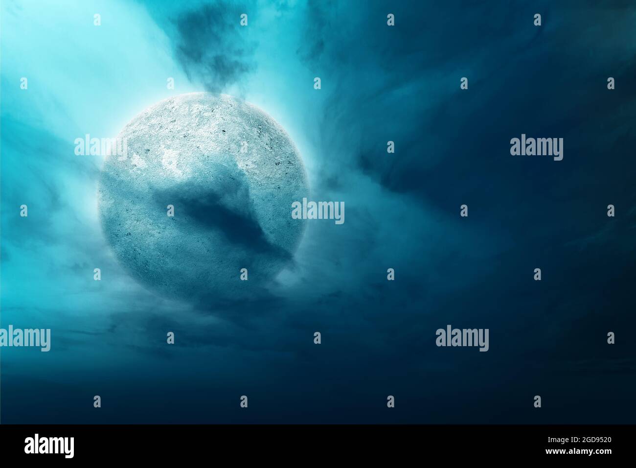 Full moon with dark cloudscapes on the night. Halloween concept Stock ...