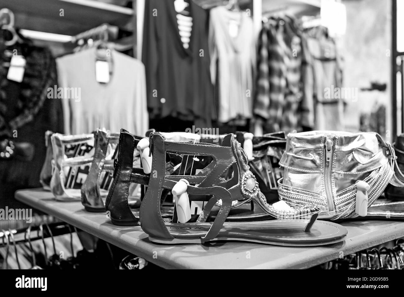 JOHANNESBURG, SOUTH AFRICA Jan 06, 2021 A grayscale of shoes