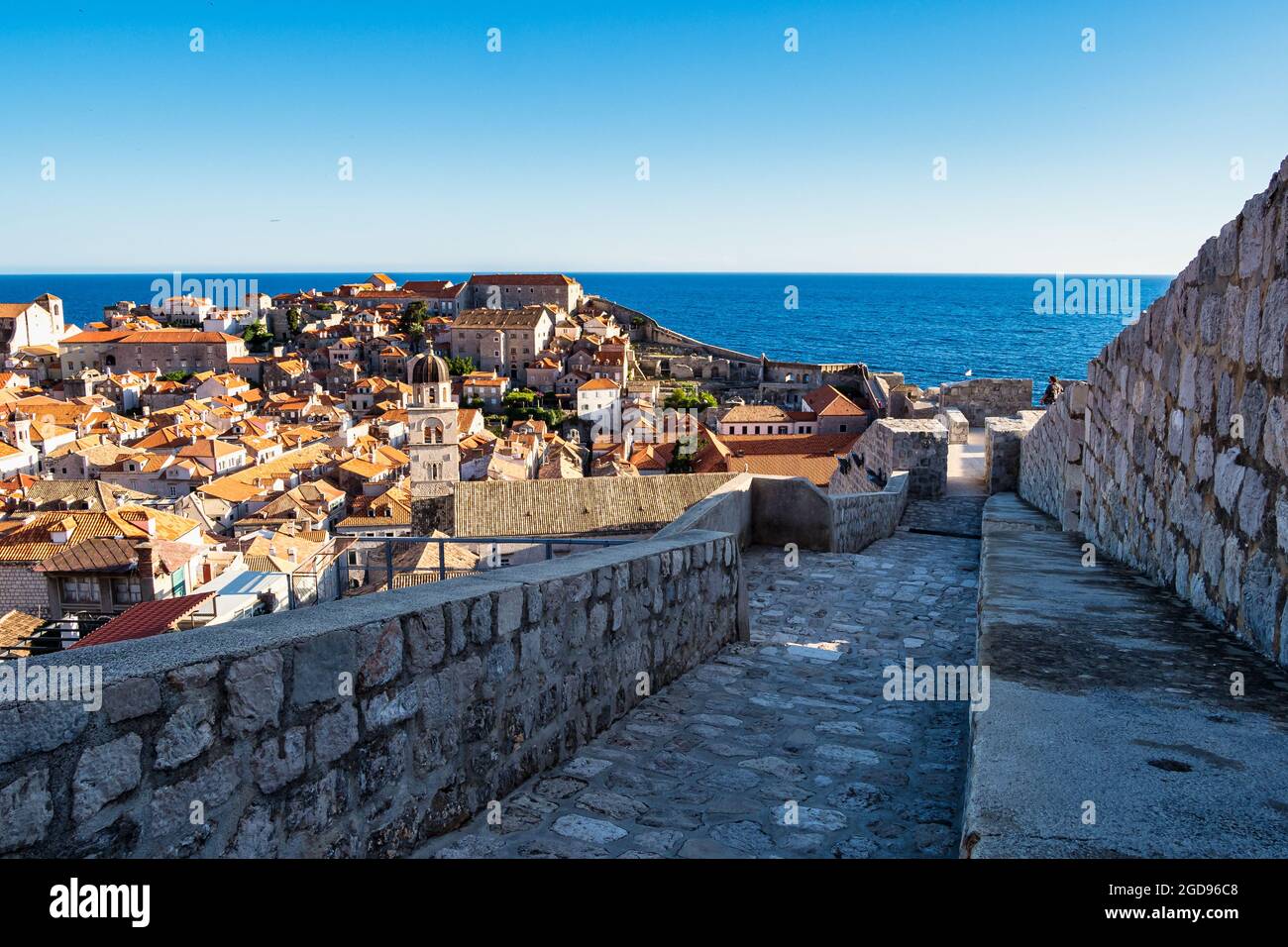 Walk on the ancient, defensive city wall in Dubrovnik, Croatia at the ...