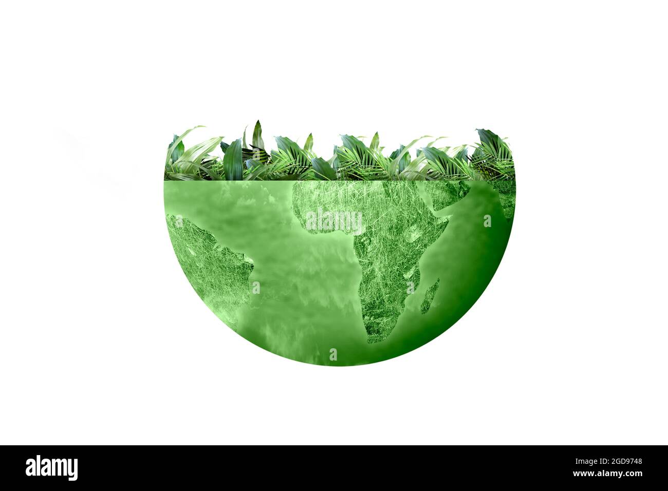 Earth with growing plants above it. Environment concept Stock Photo