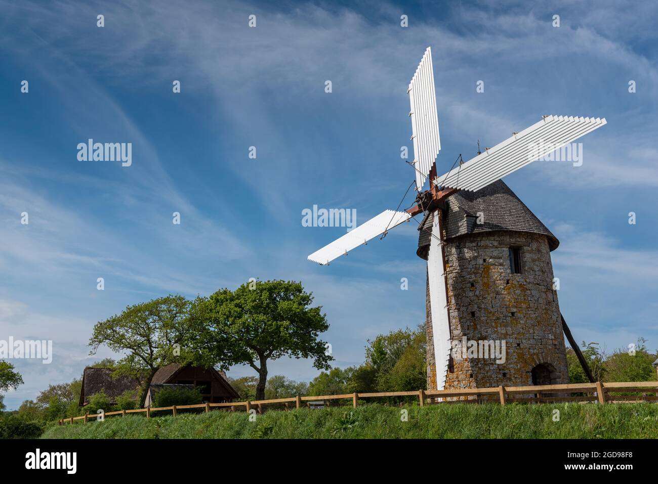 Moulin à vent du Cotentin, France, Manche, Fierville-les-Mines Stock Photo