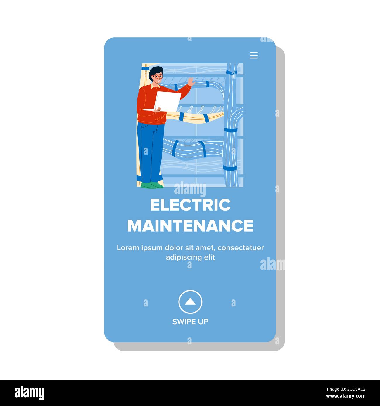 Electric Maintenance Worker Checking Cord Vector Stock Vector Image ...