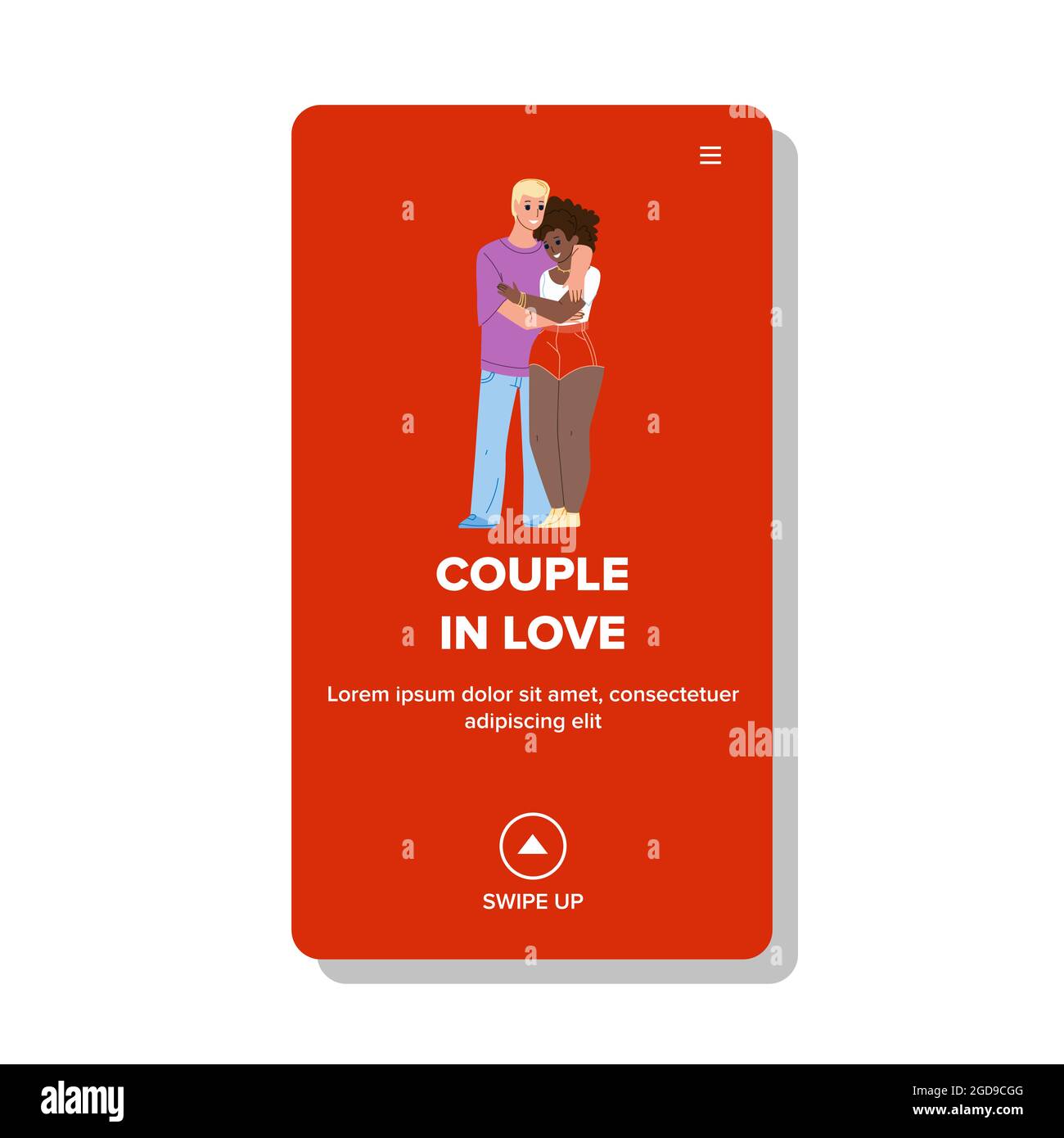 Boy And Girl Couple In Love Hug Together Vector Stock Vector Image ...